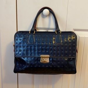 Arcadia Italy Large Rectangle Flap Satchel in Ocean Blue